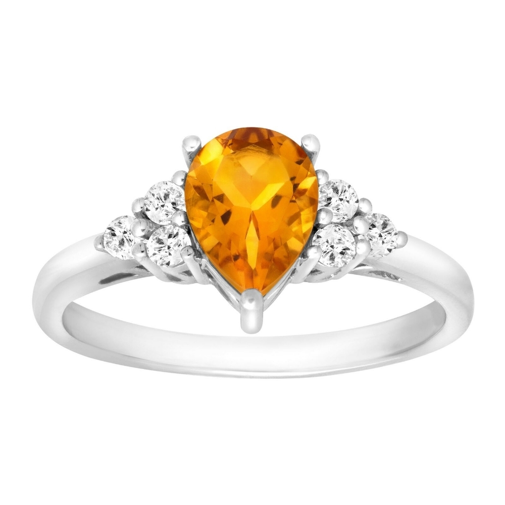 Natural Citrine and White Topaz Ring